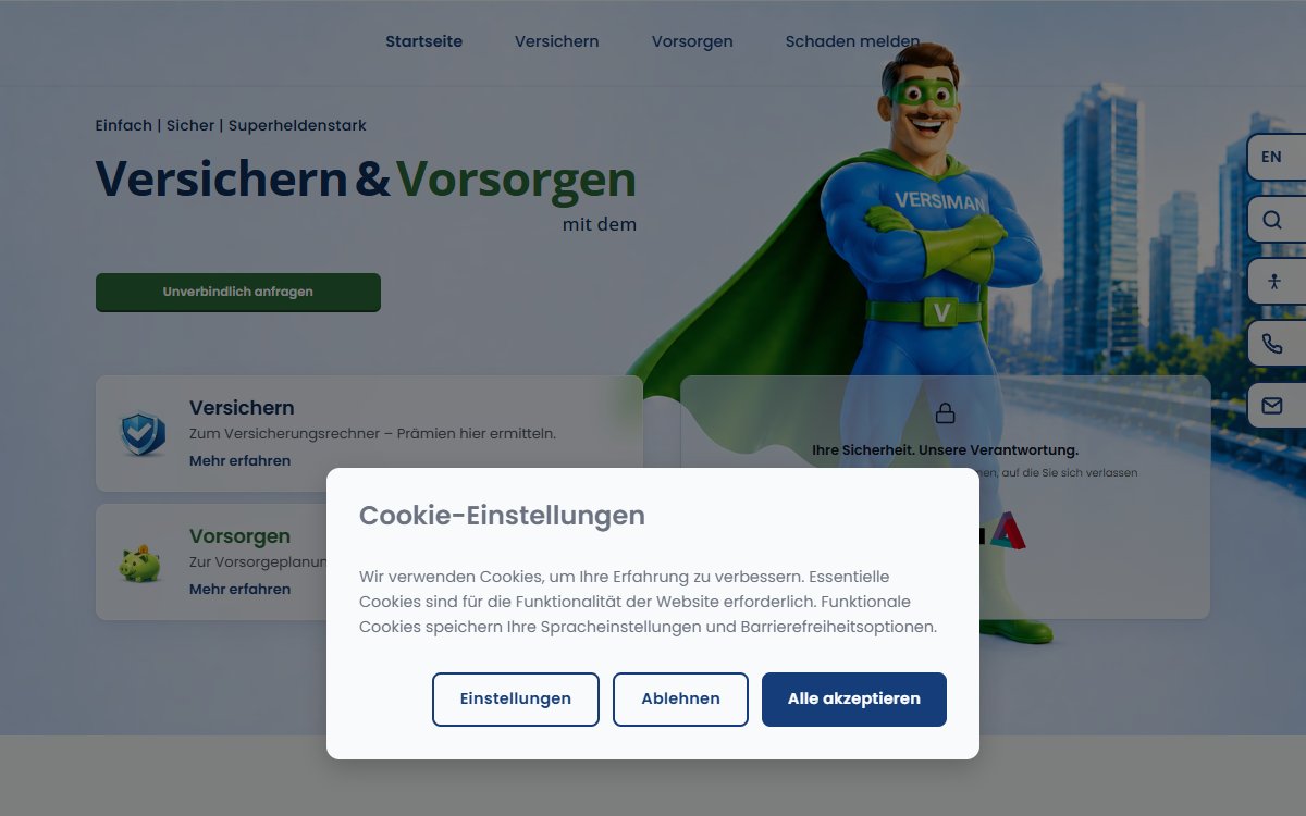 Screenshot der Website Versichern & Vorsorgen